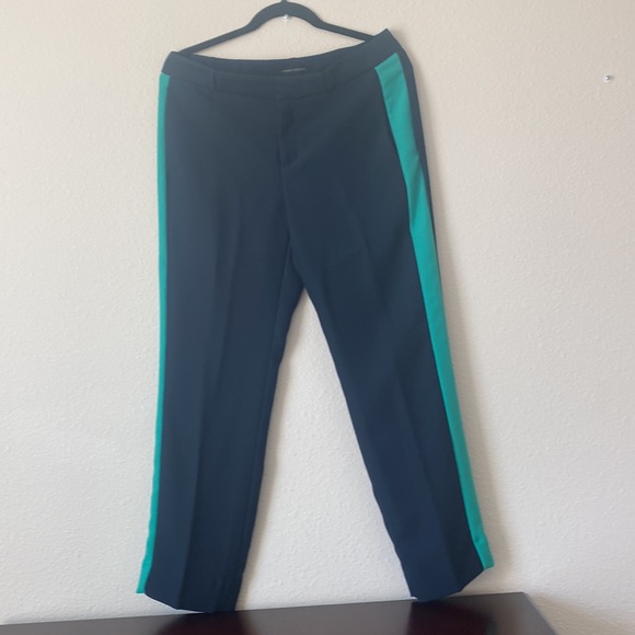 Banana Republic Women’s Navy Blue Pants with A Green Side Strap Insert Size 8 - Picture 1 of 13